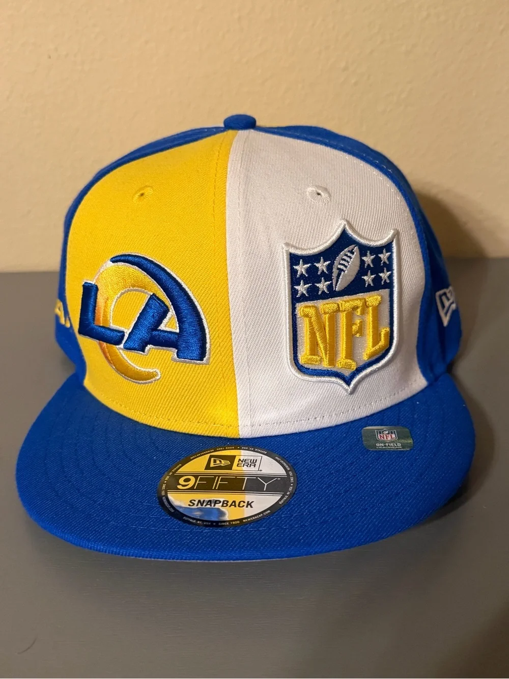 NWT New Era 9FIFTY Los Angeles Rams NFL On-Field Snapback Hat Blue Yellow